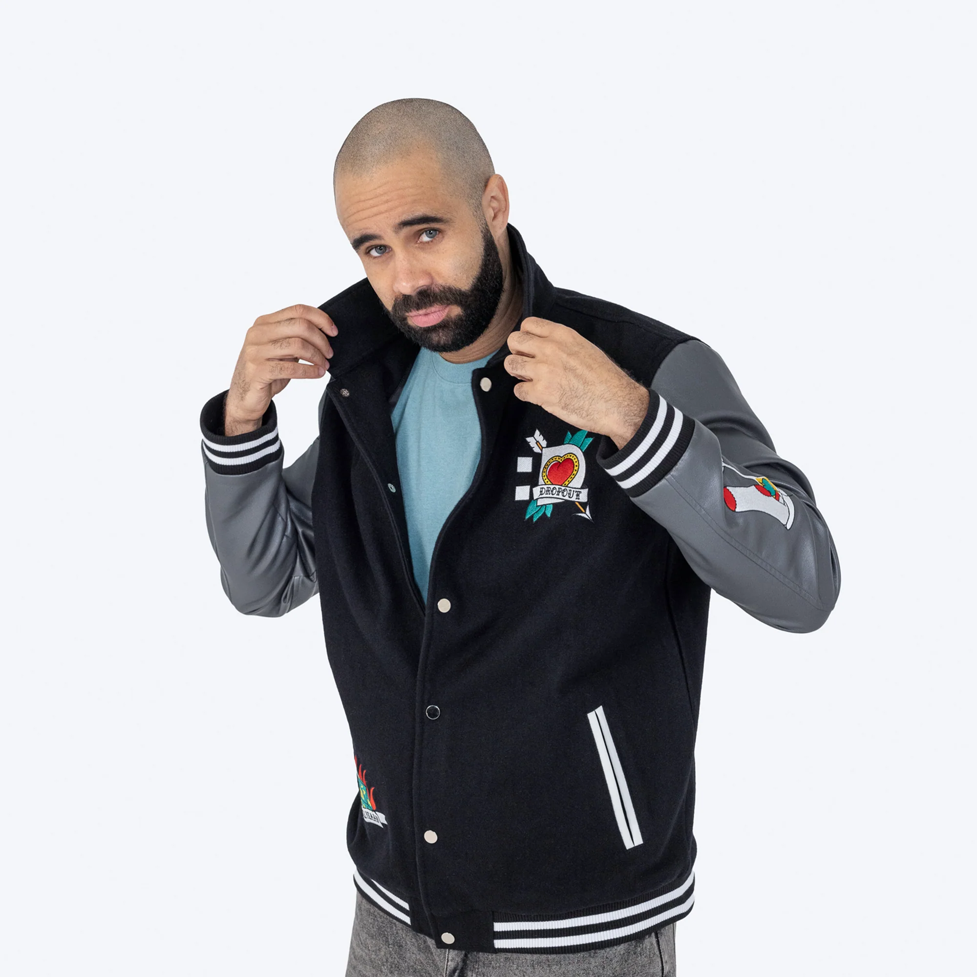 Dropout Tattooed Varsity Jacket - Image 3