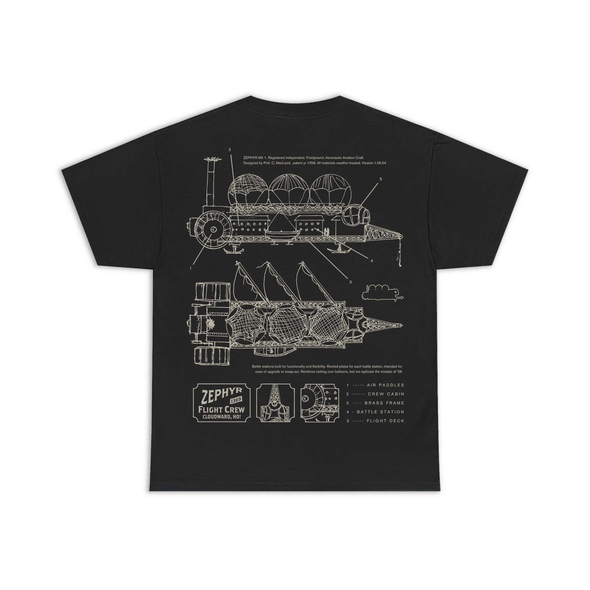 Zephyr Airship Diagram T-Shirt